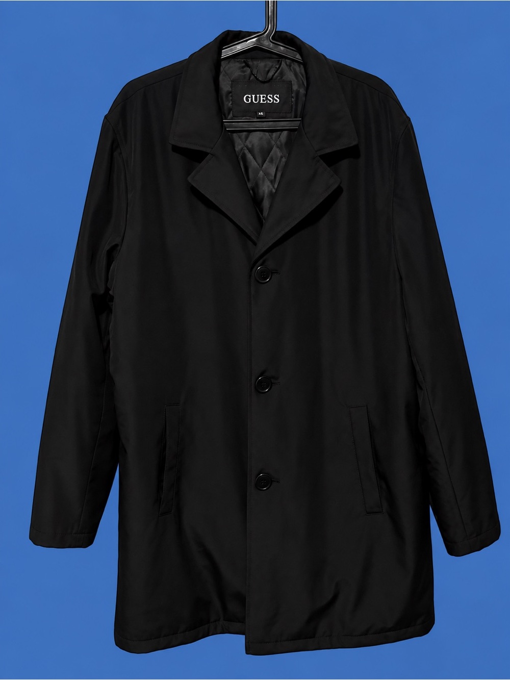 GUESS Black Single-Breasted Trench Coat